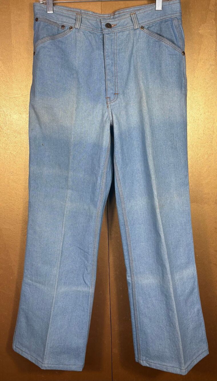Zeppelin Vintage light wash 70’s/80’s denim jeans sizing tag 34 actual size 30